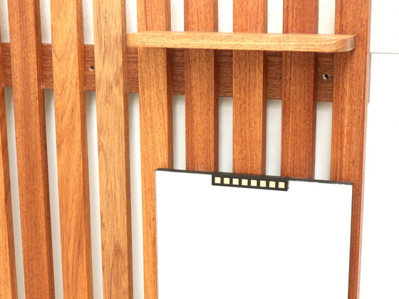 Image 1 of Large vintage coat rack with teak mirror and rack