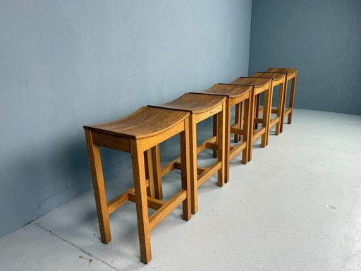 Set of 2 Japandi oak stools by Jonas Lindvall for David Design 1990s