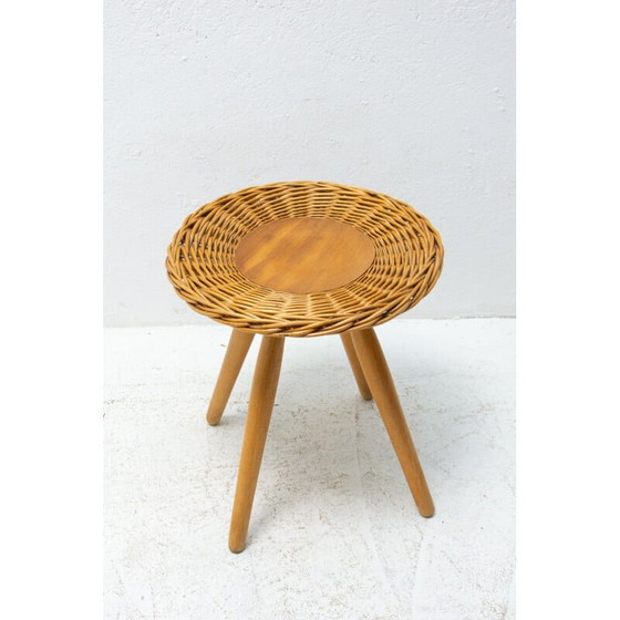 Image 1 of Vintage rattan stool by Jan Kalous for ÚLUV, Czechoslovakia 1960s