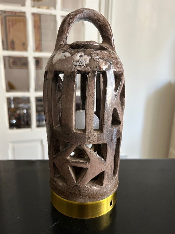 Image 1 of lampe en céramique ajourée 1970