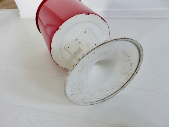 Image 1 of Portaombrelli a forma di tulipano in lamiera smaltata e ottone, Francia, anni '50