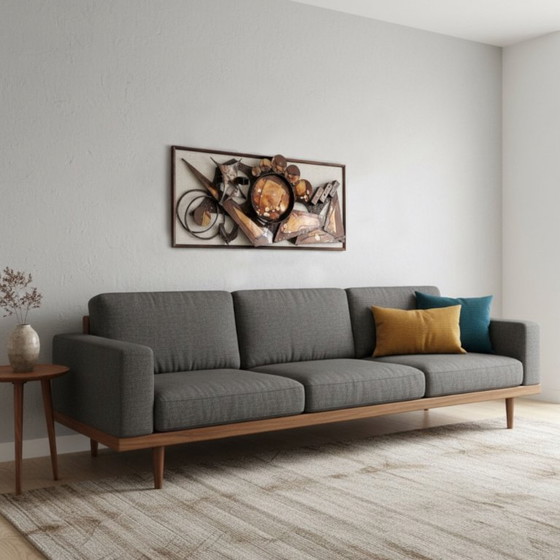 Image 1 of Henrik Horst Jaren 70 Brutalistische Metalen Wandsculptuur