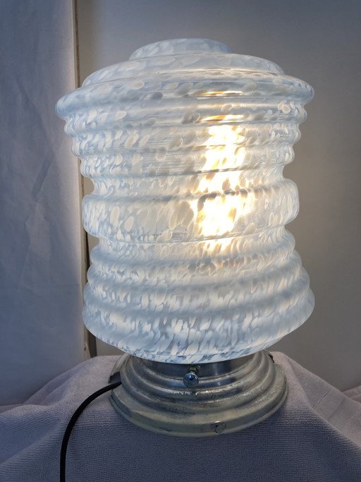 Vintage 1960s Clichy Blue Glass Table or Hanging Lamp