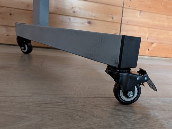Drawing/Studio Table, Height Adjustable and Mobile with Brake, Side tables, Wood, Metal, Black (photo 13 of 20)