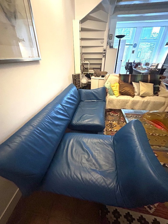 Image 1 of De Sede DS-140 | Blauwe leren designbank | Zwitsers topdesign