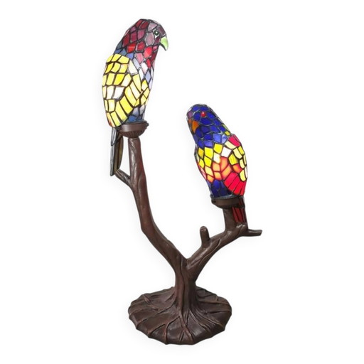 Doppelte Tiffany Parrot Tischlampe