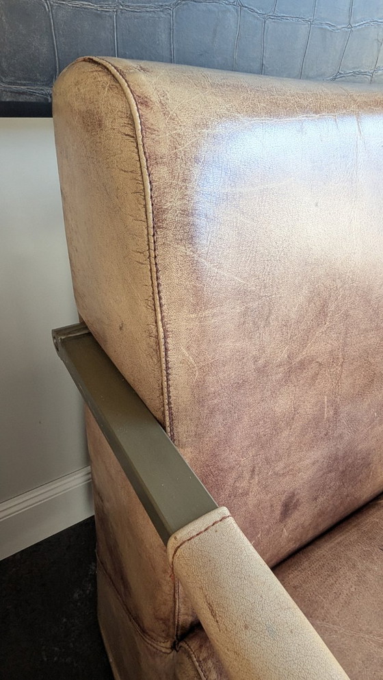 Image 1 of 4 chaises de salle à manger Goossens Mountain Vintage / Fauteuil en cuir cognac