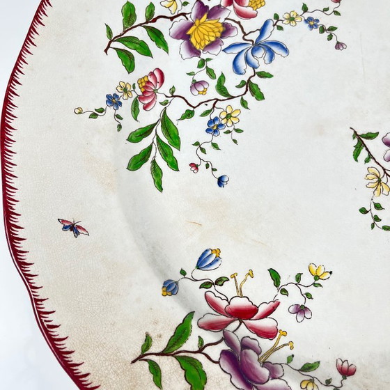 Image 1 of Grand plat rond patiné, modèle Strasbourg, Sarreguemines, 1880-1918