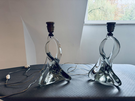 Image 1 of 2x Vintage Glass Lamp Feet