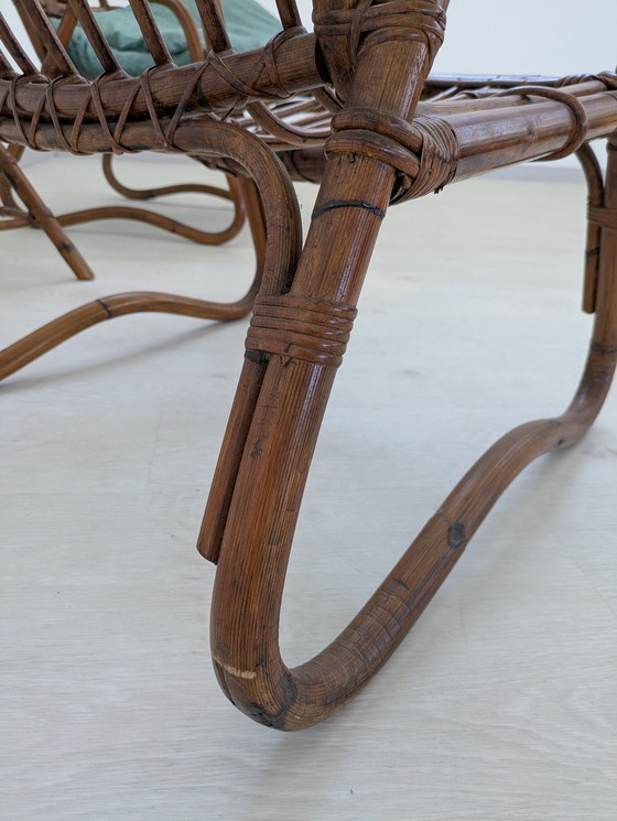 Image 1 of Salon en bambou - Fauteuils, table basse et porte-manteau - Vintage