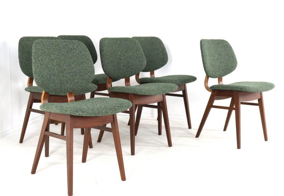 Image 1 of Ensemble de 6 chaises de salle à manger hollandaises « Zegge » vintage rembourrées
