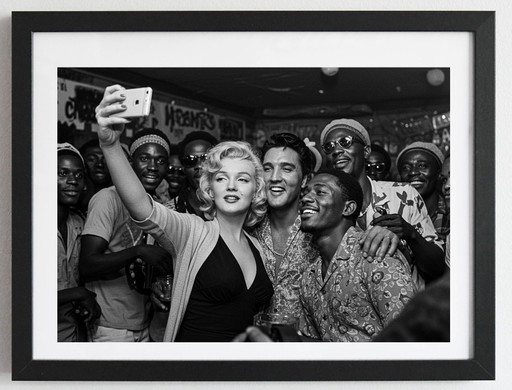 Photo imprimée et encadrée / cadre décoration / Série limitée / Signée / Elvis et Marylin