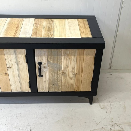Meuble TV Armoire Upcycling Réemploi Bois de Récupération Fait Main – Meubles tv, Wood (photo 7 of 9)