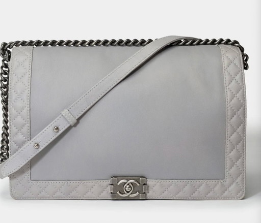Sac CHANEL Boy en Cuir Gris - 101696