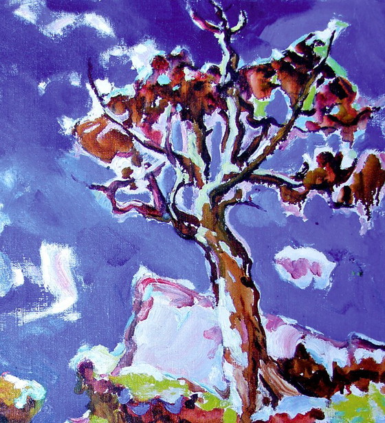 Origineel olieverfschilderij: Landschap, natuur, sneeuw in de bergen – Schilderijen & Tekeningen, Canvas (photo 3 of 5)
