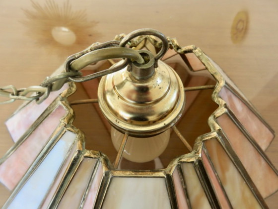 Image 1 of Suspension Italienne en pate de verre et laiton, années 70