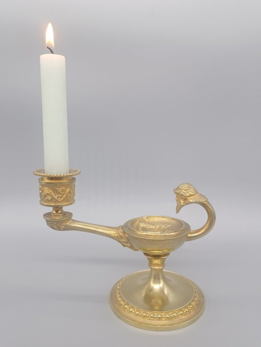 Rare pair of bronze candlesticks depicting Greek mythology