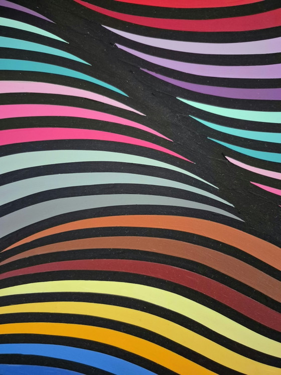 Waves – Dipinto Astratto Colorato 94 x 94 cm – Dipinti e disegni, Mdf (photo 4 of 6)