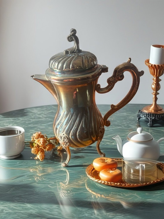 Image 1 of Service à café vénitien en argent 800 de style néoclassique