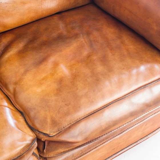 Canapé Club Vintage Par Roche Bobois. Cuir de buffle camel. France, années 80 – Canapés 3 places, Leather (photo 10 of 23)