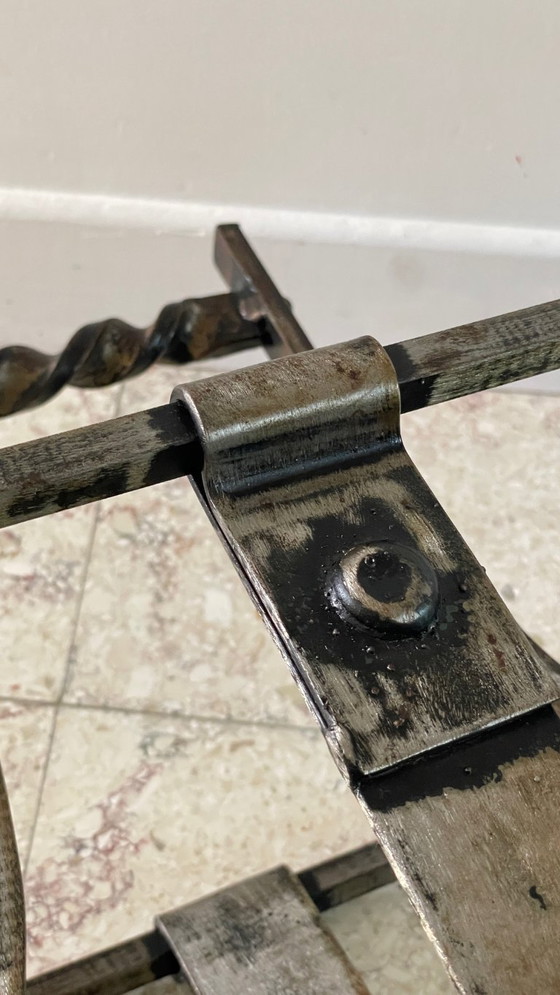 Image 1 of Vintage Brutalist Steel Magazine Rack