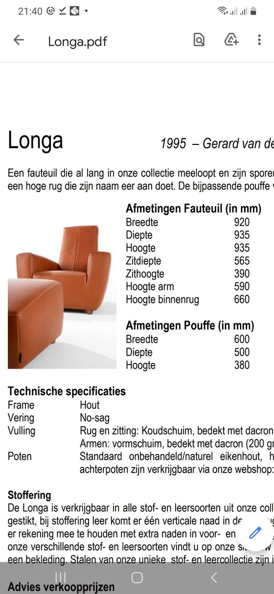 Image 1 of Fauteuil Longa - Gerard van den Berg Label Blauw Leer