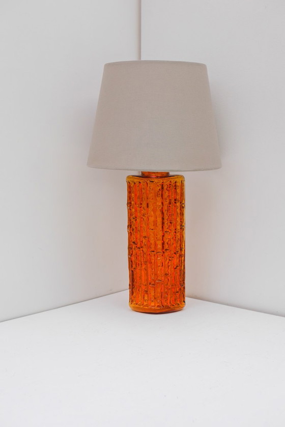 Grand Orange Glass Table Lamp by Gustav Leek for Orrefors, Sweden (photo 9 of 19)