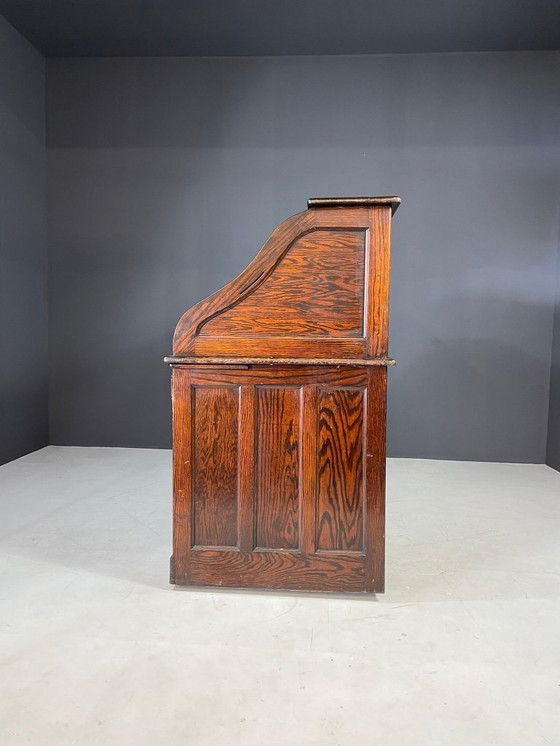 Image 1 of Escritorio americano Roll-Top, roble macizo, Checoslovaquia, años 30