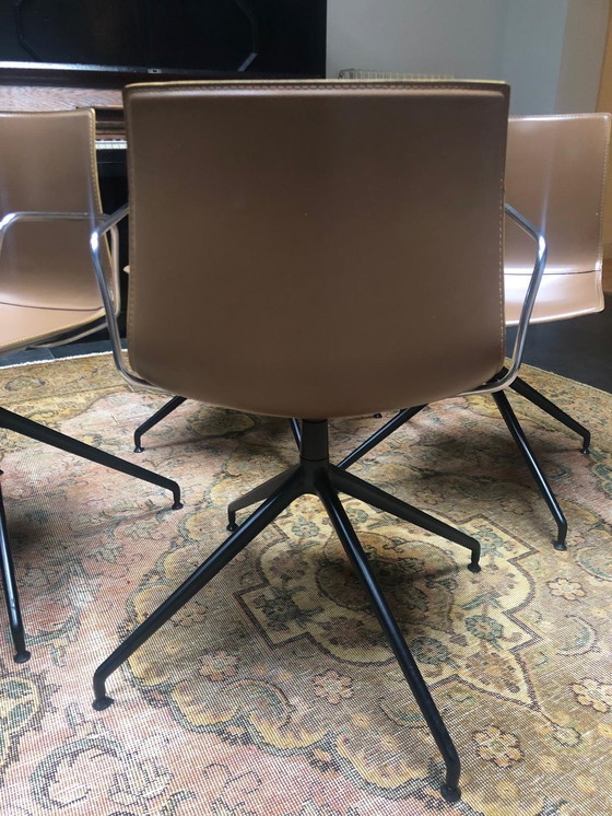 Image 1 of 4 Arper Catifa 53 designstoelen in bruin leer