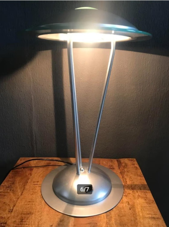 Image 1 of Vintage UFO Table Lamp 1980s Metallic Silver - Space Age