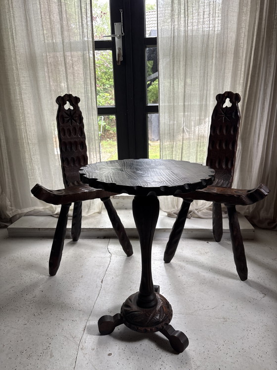 Image 1 of Vintage Brutalist Set – Hand-Carved Spanish Design (3-piece)