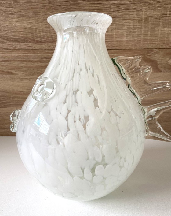 Image 1 of Atypique Vase en Verre Marbré de Murano Verriers Vénitiens Design Poisson-Lune