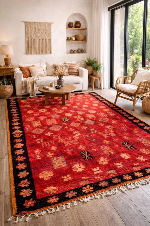 Vintage Marokkaans Boujad-tapijt 180x290 cm – Handgemaakt Berber wollen tapijt