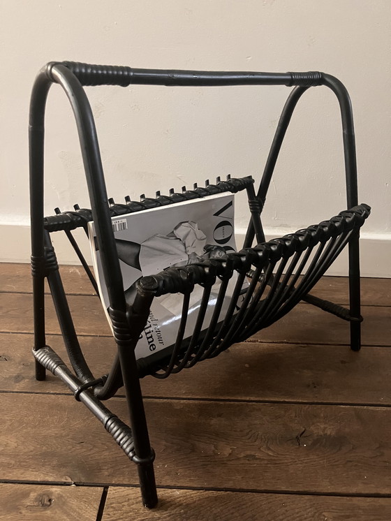 Image 1 of Vintage rotan tijdschriftenrek / lectuurmand