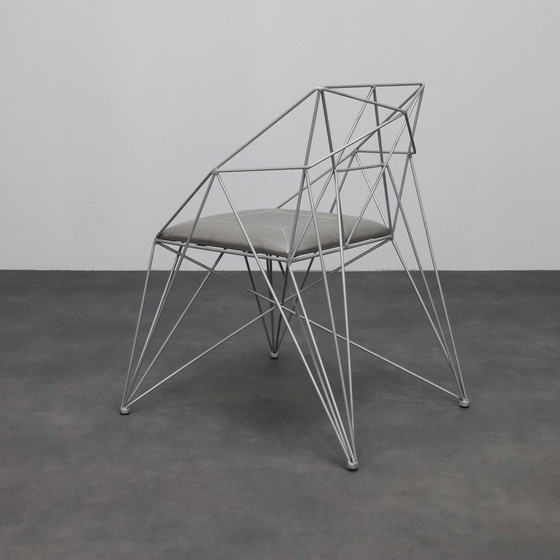 Image 1 of 4x Sedie da pranzo con struttura in filo metallico geometrico, rare