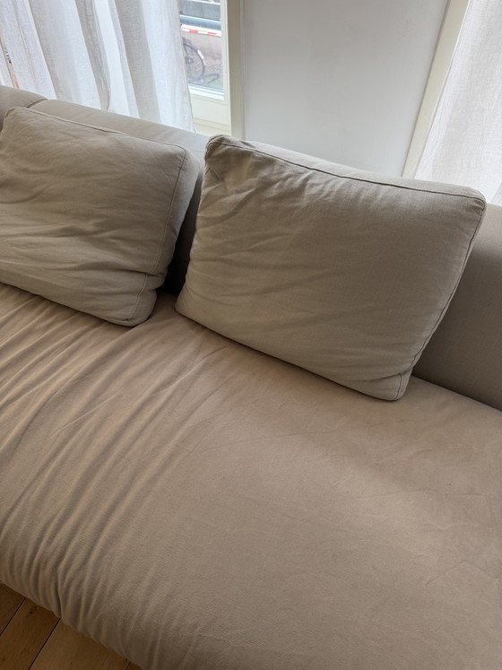 Comfortabele Beige 3-zits Hoekbank van Katoen-Linnen Mix – 3-5 zitsbanken, Cotton (photo 9 of 11)