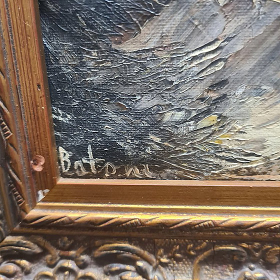 Image 1 of Peinture vintage de paysage de montagne par Batoni, milieu du 20e siècle