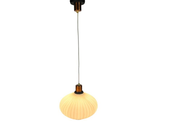 Image 1 of Vintage UFO lamp - opaline - copper - Scandinavian - 1970s