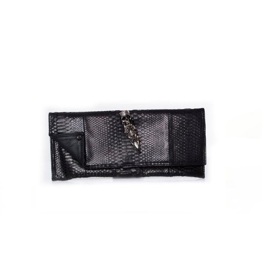 Maison Du Posh, Clutch aus schwarzem Pythonleder