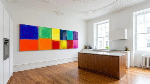 Peinture moderne aux couleurs néon – Édition de luxe exclusive | Verre acrylique | Dimensions : 250 × 85 cm