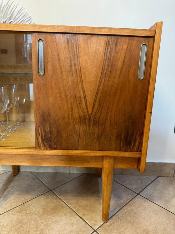 Image 1 of Drankbar in mid-century modern stijl, gemaakt van teakhout en glas, met kast, jaren 60.