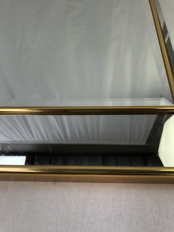 Image 1 of Large faceted mirror framed in brass