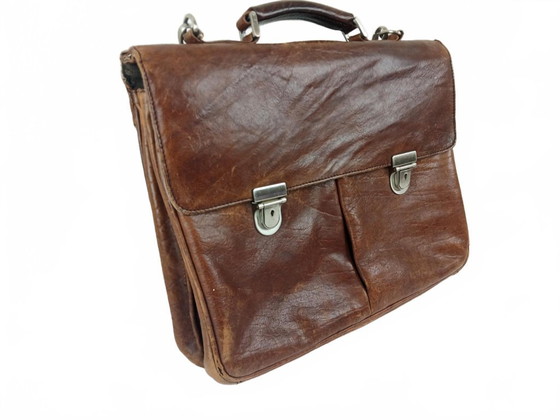 Image 1 of Vintage Leonhard Heyden Leren Brieventas / Laptoptas – Bruin