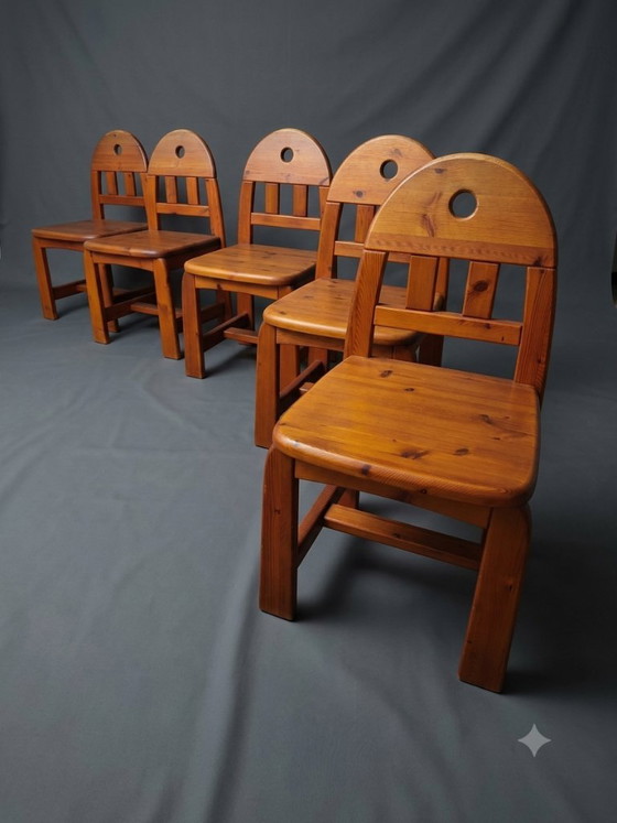 Set da pranzo composto da 5 sedie e tavolo in legno massello - stile brutalista, wabi-sabi, giapponese – Wood (photo 5 of 15)