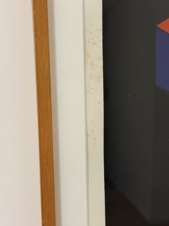 Numbered Space Age Kinetic Serigraph, Souloumiac, Vasarely style, Lithographs & prints, Paper, Wood, Orange (photo 6 of 11)