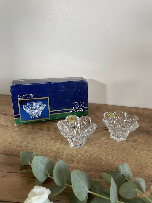 Set of 2 crystal flower candle holders