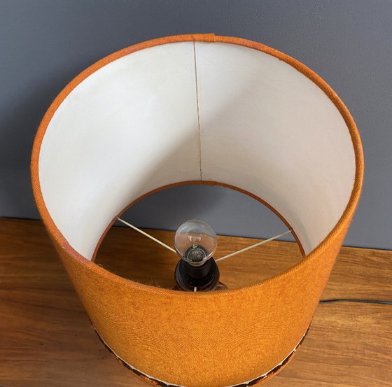 Ceramic Orange / Brown Table Lamp 1960s – Textile (photo 8 of 13)
