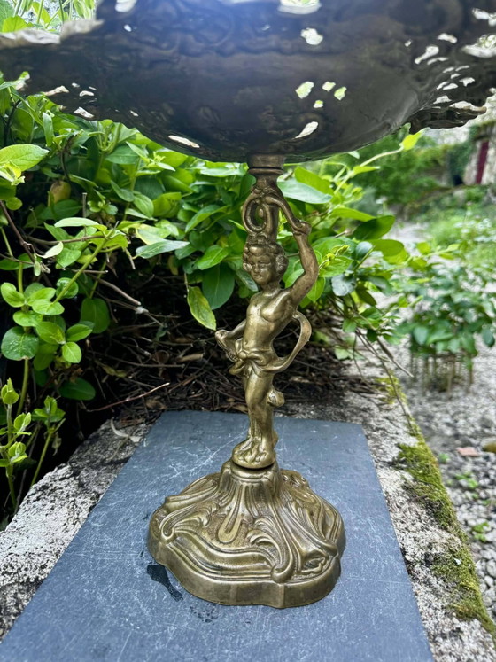 Large bronze fruit bowl from the 19th century. – Brass, Art Nouveau (photo 7 of 12)