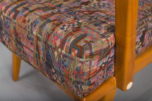 Poltrone vintage in ciliegio e lana di Knoll Antimott, anni '50-'60, set di 2