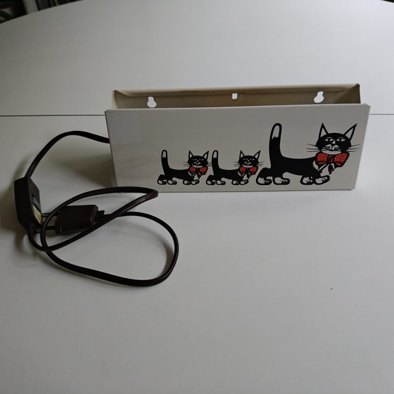 Image 1 of Lampada da parete vintage a forma di gatto – Lampada da parete giocosa con gattino – Illuminazione decorativa anni '80